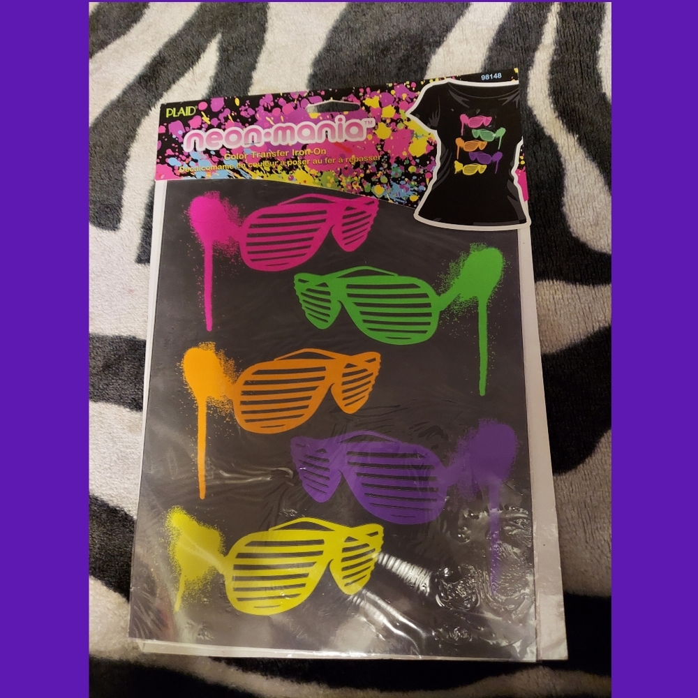 New 2010 neon mania color transfer retro 80s sunglasses iron on